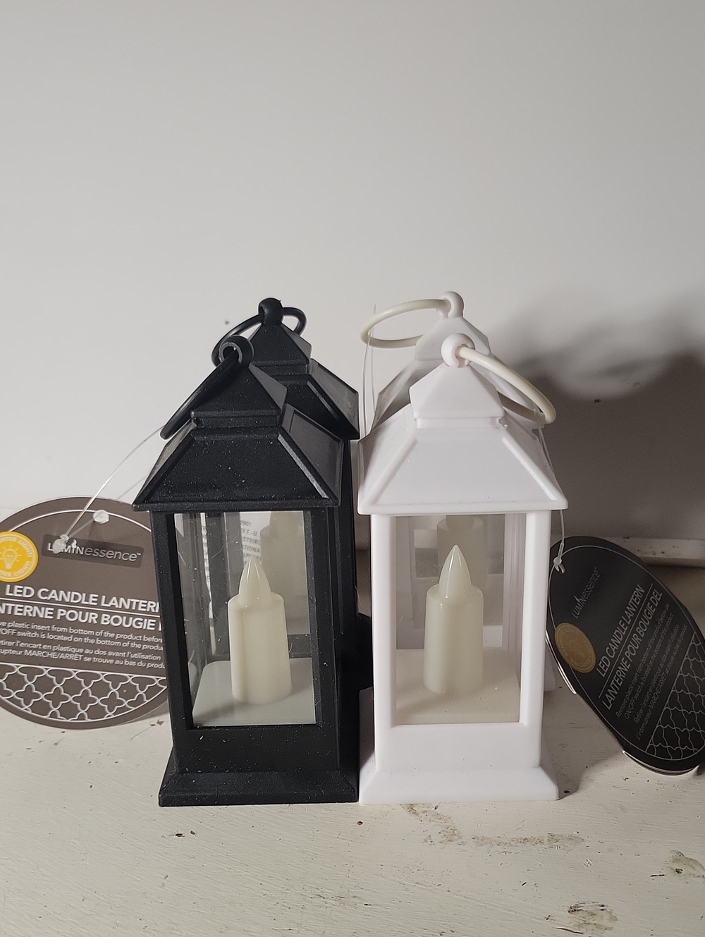 Luminess Black and White Decorative LED Lantern (4) 5" X 2"